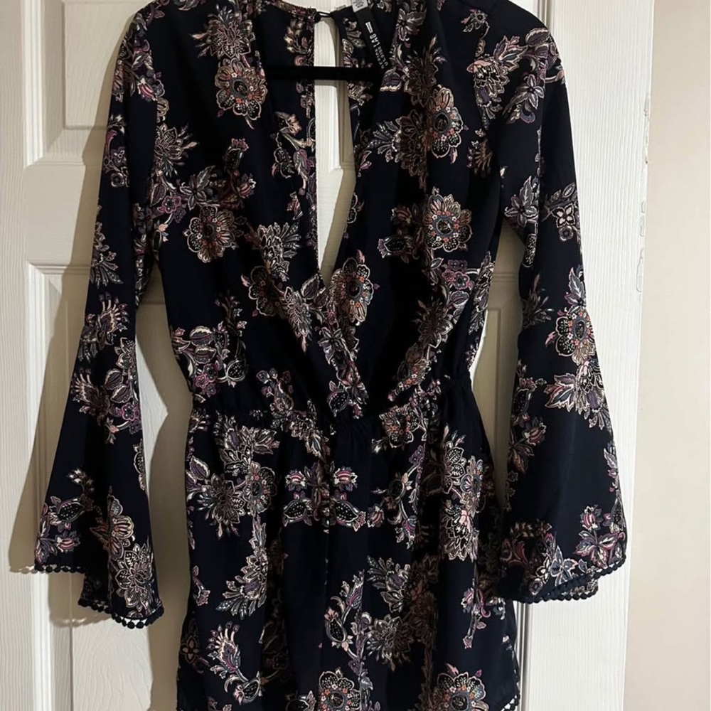 Design Lab Lord & Taylor Navy Floral Dress